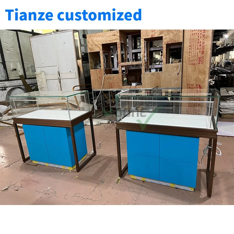 

[Customized]Modern custom glass jewelry store showcase fixture display cabinet standing jewellery kiosks furnitures Interior des