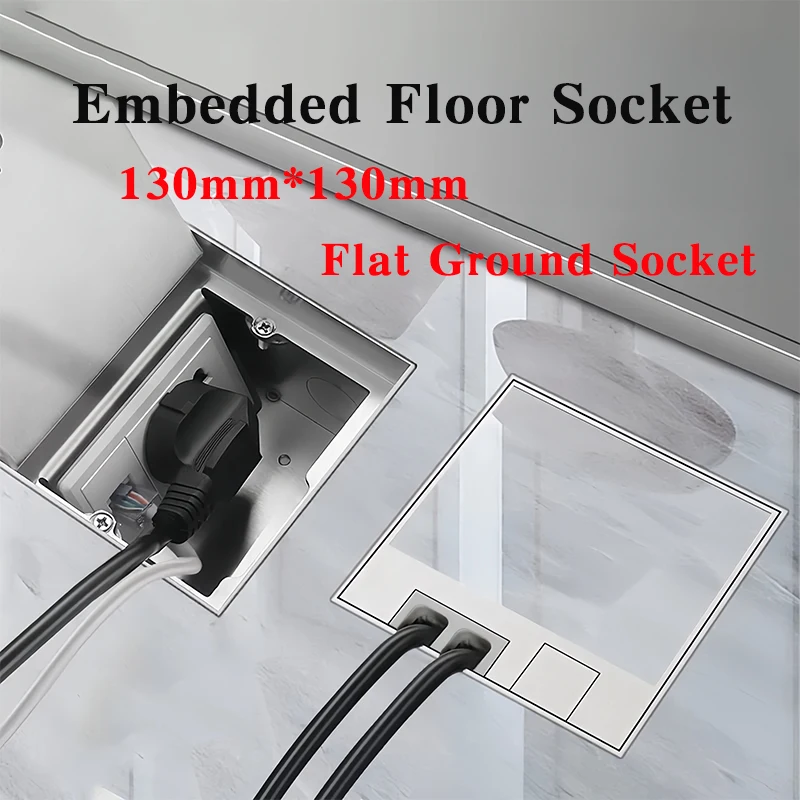 

130mm*130mm Embedded Floor Socket IL/US/FR/EU/IT/Korea/BR/ Metal Panel Insert It Hidden Box Flat Ground Built In Socket