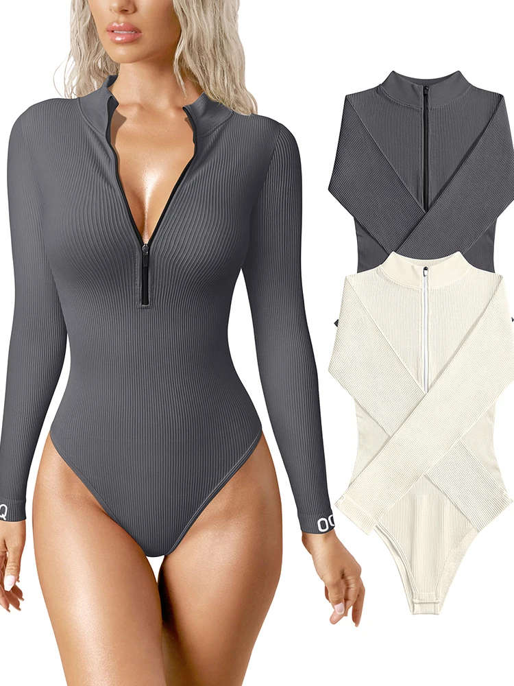 

Seamless Fashion Women's Bodysuit Ribbed Long Sleeve Tights Fitness Yoga Running Club Street Sports Bodycon Bodysuit