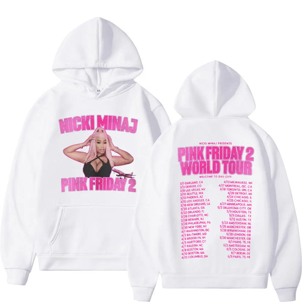 Rapper Nicki Minaj Graphic Hoodie New Album Pink Friday 2 World Tour Print Sweatshirts Men Women High Street Fashion Pullovers