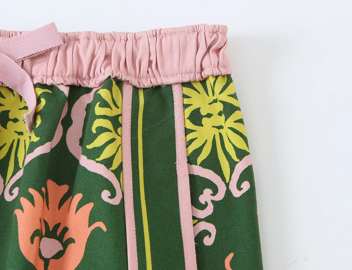 KONDALA Schicker Grüner Herbst-Print Damenanzug Schleifenblumenhemd + Midirock mit elastischem Bund Mode 2026 Vintage Damen-Urlaubssets – Detail 17