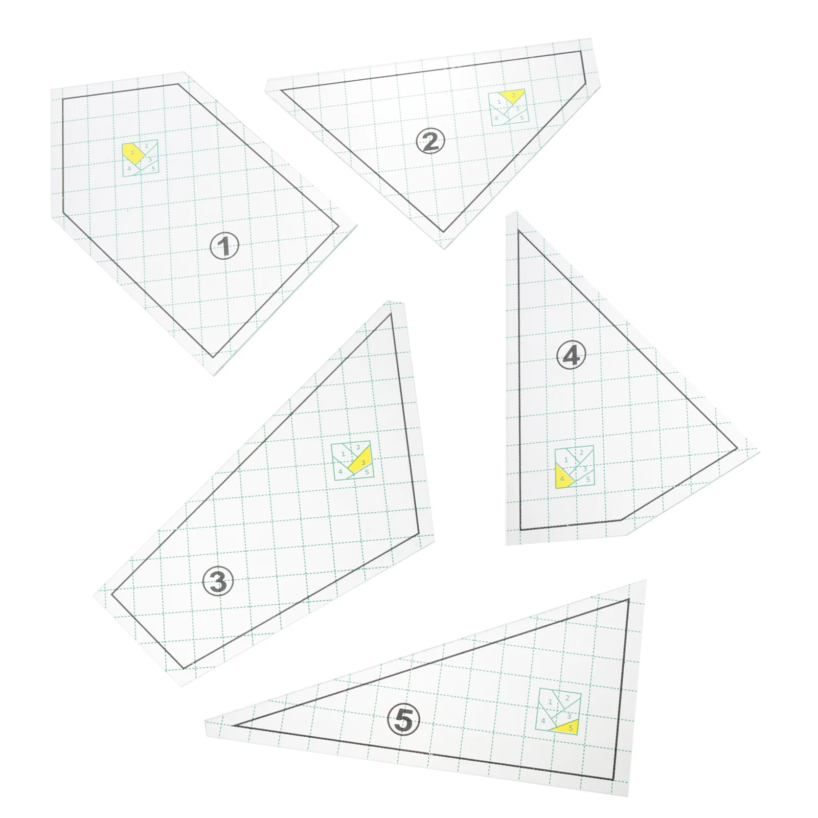 

5pcs Quilting Rulers Templates Durable Thick Transparent Tools For Cutting Plate Making Fabric Sewing Rulers Rounded Edges Easy