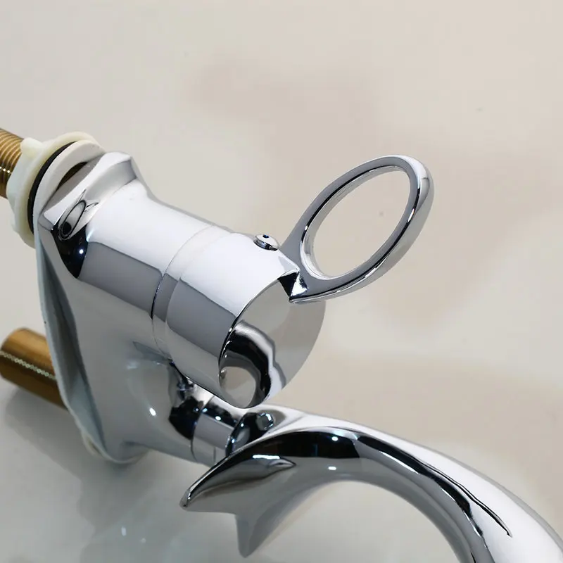 Monite Polished Chrome Deck Mounted Delfin Bathroom Widespread Faucet Bathroom Basin sink Mixer Taps dolphin Body