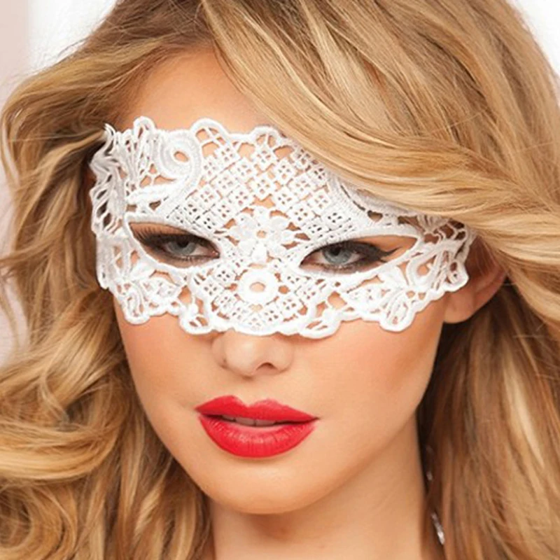 Red Sexy Lace Half Face Mask Jewelry Adult Princess Eye Mask Female Halloween Prop Performance