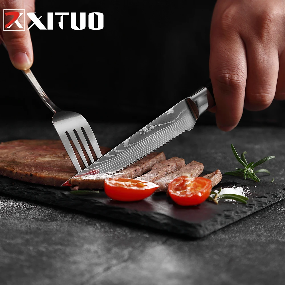 XITUO High Carbon Stainless Steel Chef Knife Salmon Utility Sashimi Slicing Knives Family Steak Knife Set Kitchen Paring Knife