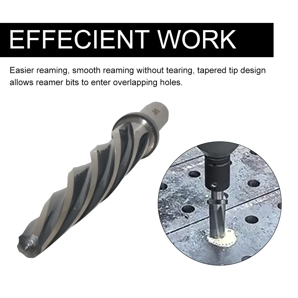 Reamer Tapered 5/8 Inch dengan Shank 1/2 Inch, Mata Bor Spiral Flute, Alat Pembesar Lubang, Alat Penyelarasi Lubang untuk Konstruksi Logam