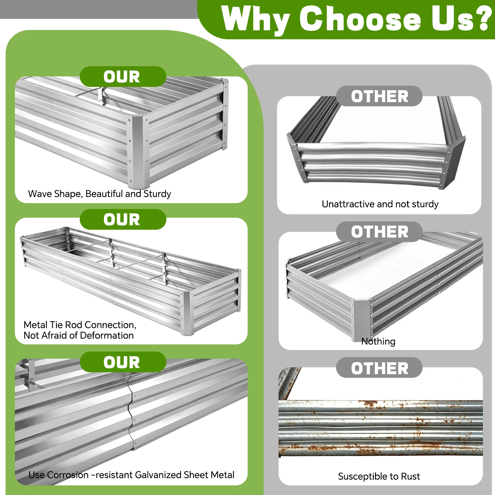 8×2×1ft Galvanized Metal Raise - Planter Raised Metal ulasan dan harga