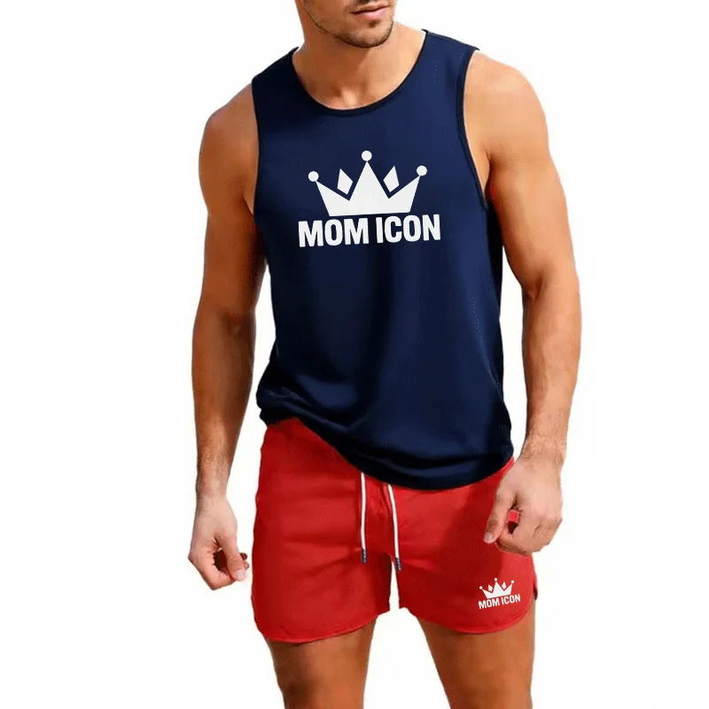 

Men's Summer 2-piece Tank Set Casual Trendy Outdoor Jogging Basketball Training Sportswear European Size Vest Beach Shorts