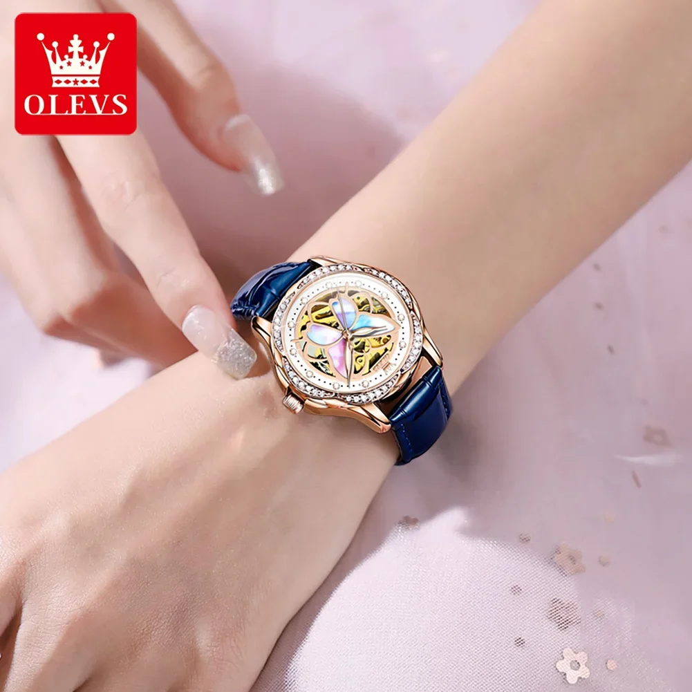 High Quality Luxury Automatic Mechanical Women Watch Ceramics Strap Tourbillon Dial Waterproof Luminous Women\'s Wristwatch Reloj