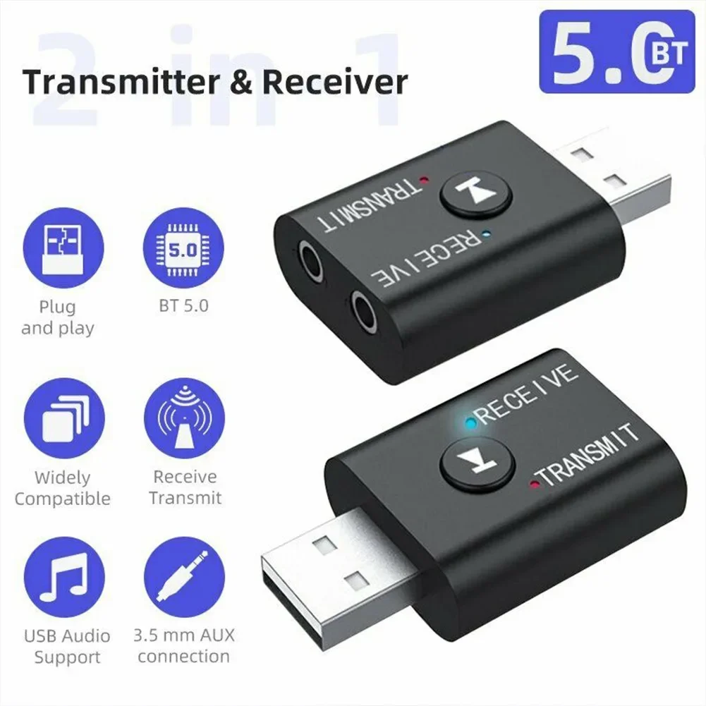 Receptor y transmisor de Audio inalámbrico 2 en 1, adaptador TR6, Bluetooth 5,0, transmisor de 3,5mm, Usb para altavoz y auriculares de coche