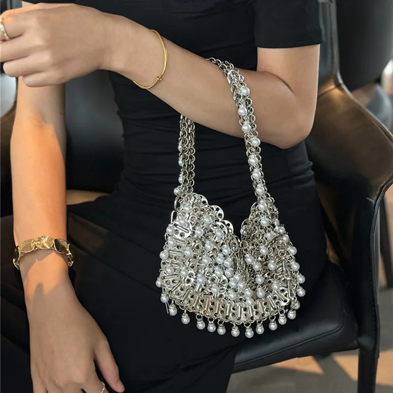 

Дизайнерская роскошная женская сумка Эстетические сумки Большая сумка Металлическая сумка ручной работы Женские сумки через плечо Дорожная банкетная сумка на плечо