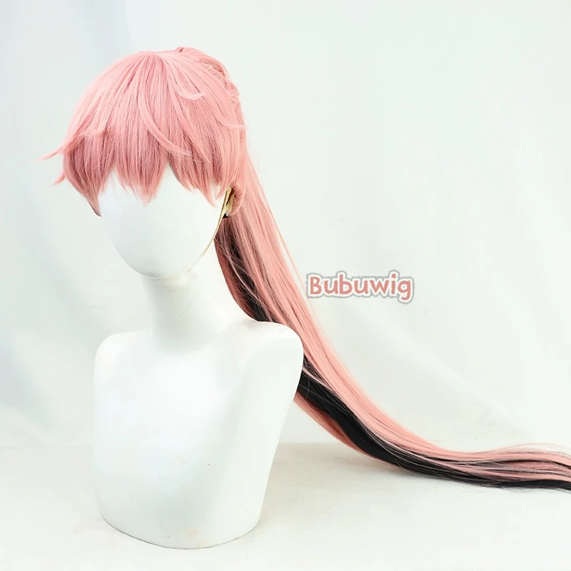 Bubuwig Synthetic Hair Itadori Yuji Cosplay Wigs Itadori Yuji 85cm Women Long Pink Mixed Black Ponytail Cos Wig Heat Resistant