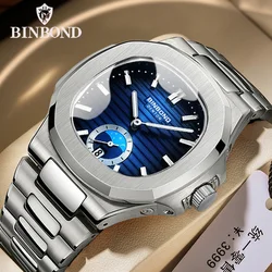 BINBOND Top Brand Luxury Stainless Steel Wristwatch Case Fashion Calendar Quartz Waterproof Luminous Man Watches Reloj Hombre