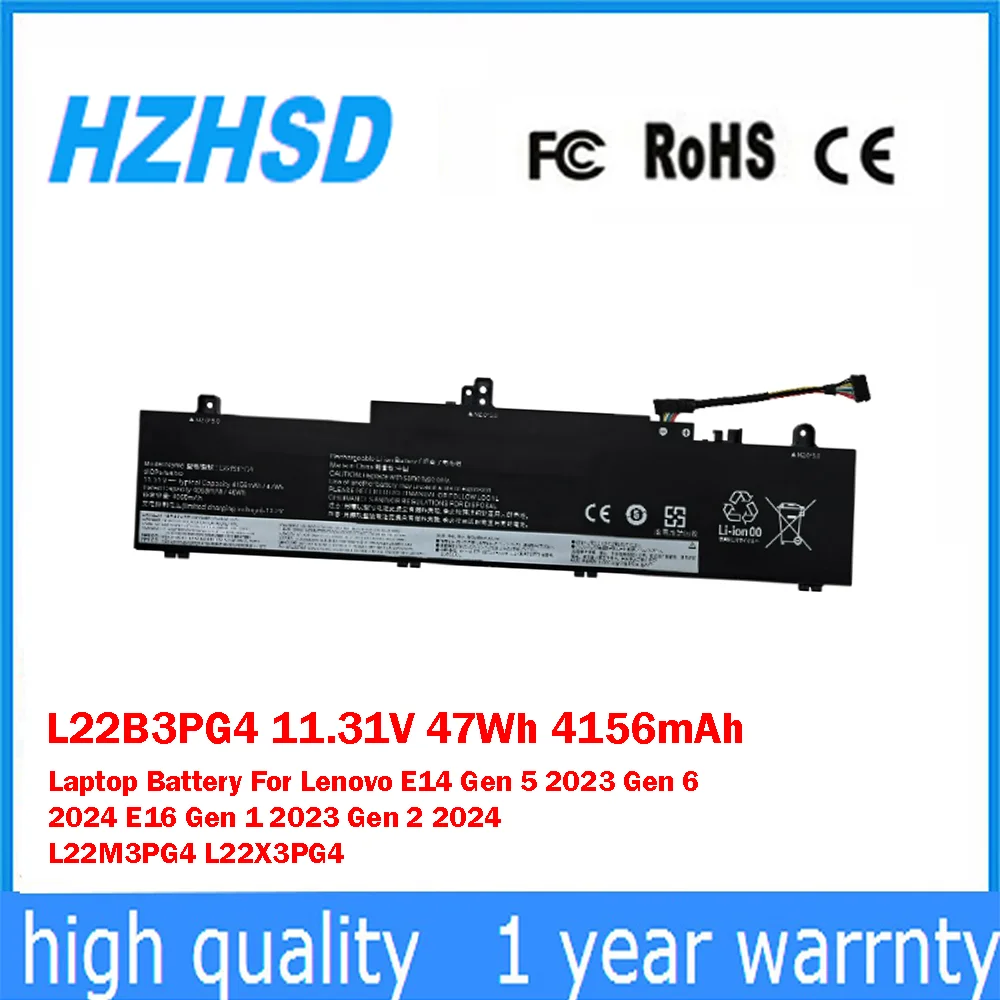 

L22B3PG4 11.31V 47Wh 4156mAh Laptop Battery For Lenovo E14 Gen 5 2023 Gen 6 2024 E16 Gen 1 2023 Gen 2 2024 L22M3PG4 L22X3PG4