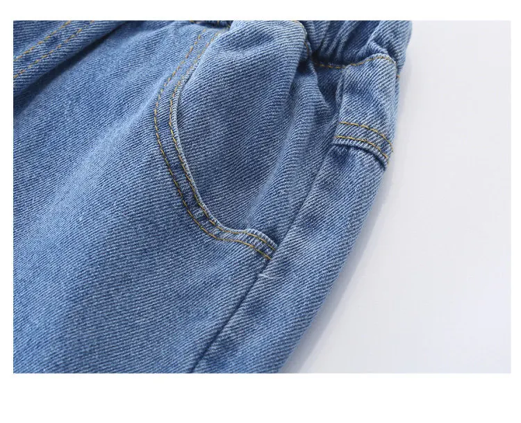 2027 Lässige Jeans für Mädchen, Teenagerkleidung, elastische High-Waist-Denim-Hose mit weitem Bein, Frühlings-Modelle für ältere Kinder, gerade Hose, 5-14 Jahre – Detail 9