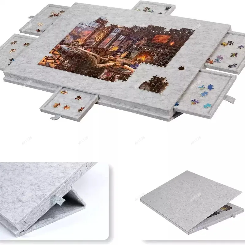 Storage Puzzle Workstation with Dustproof Cover Mobile Game Table for Jigsaw