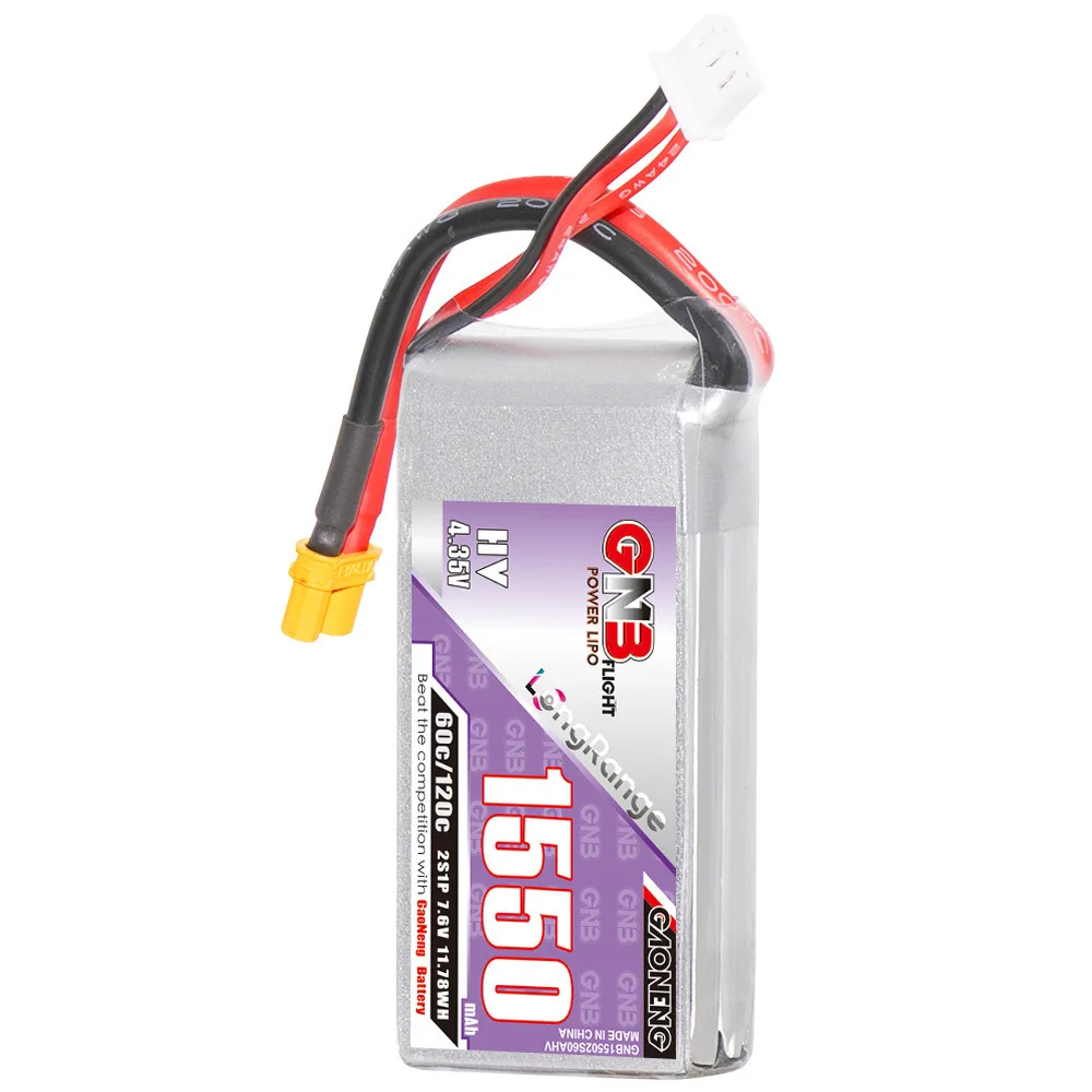 GNB-batería Lipo para coche, camión, Buggy, avión, FPV, Drones, piezas de RC, batería recargable de 1550 V, 2S, 7,6 mAh, HV, 7,6 V, 60C/120C