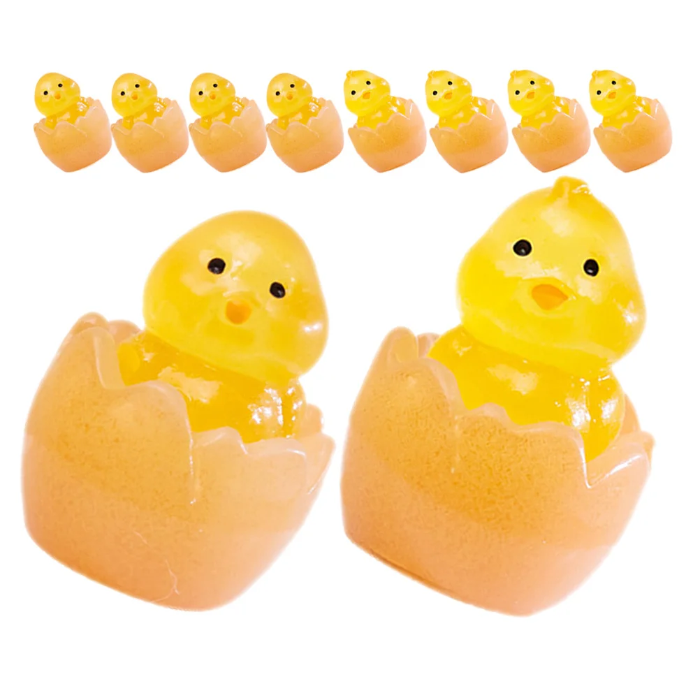 10 قطعة ليلة مضيئة صغيرة الدجاج بطة الراتنج لحديقة ديكور توهج في الظلام المشهد الصغير زخرفة محاكاة الحيوان #2