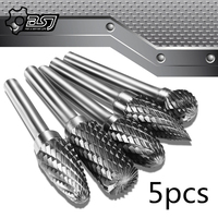 5pcs Double Groove Rotary File 6mm Grinding Head Tungsten Carbide Burr Milling Cutter Drill Bit Set Finishing Metal Mould