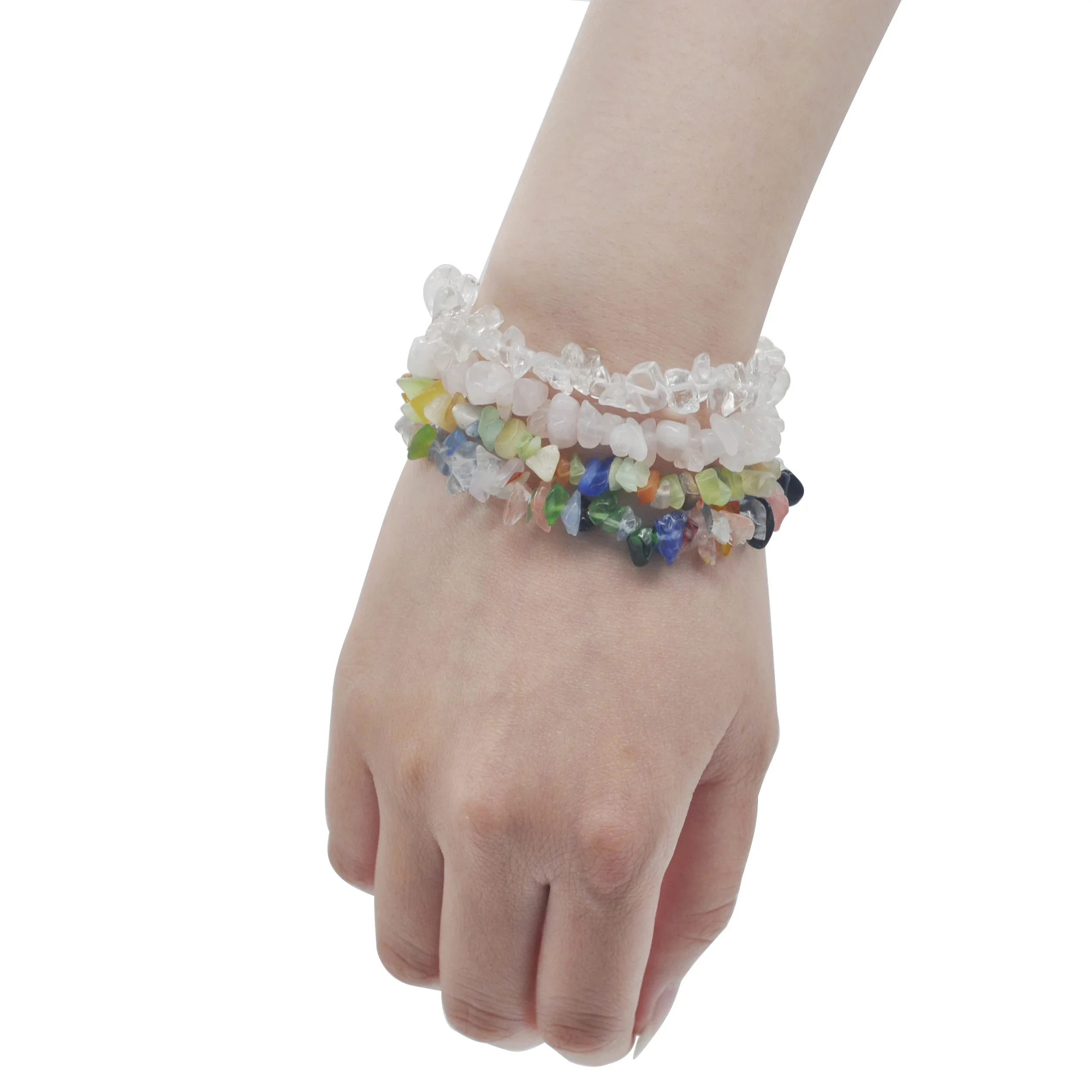 Qimoshi رائجة البيع عصرية مرنة متعددة الألوان سحق الحجر الطبيعي كريستال سوار مناسبة للرجال والنساء #3