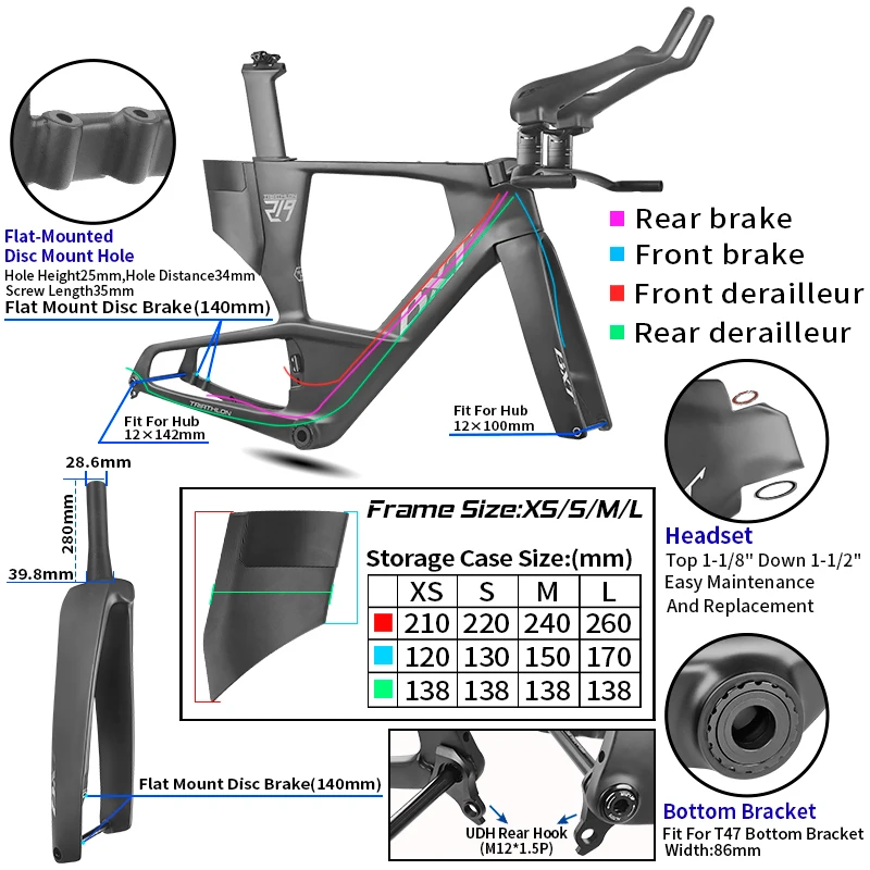 BXT NEW Triathlon TT frame-219 700C Carbon Road Bike Frameset