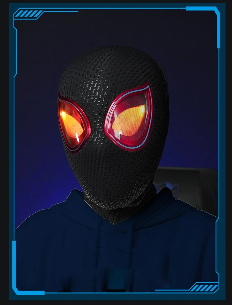 1:1 Miles Morales Mask with Movable Eyes Mascara Electric Gwen Spider Helmet Ring Control Halloween Cosplay Mask Toy Man Gift