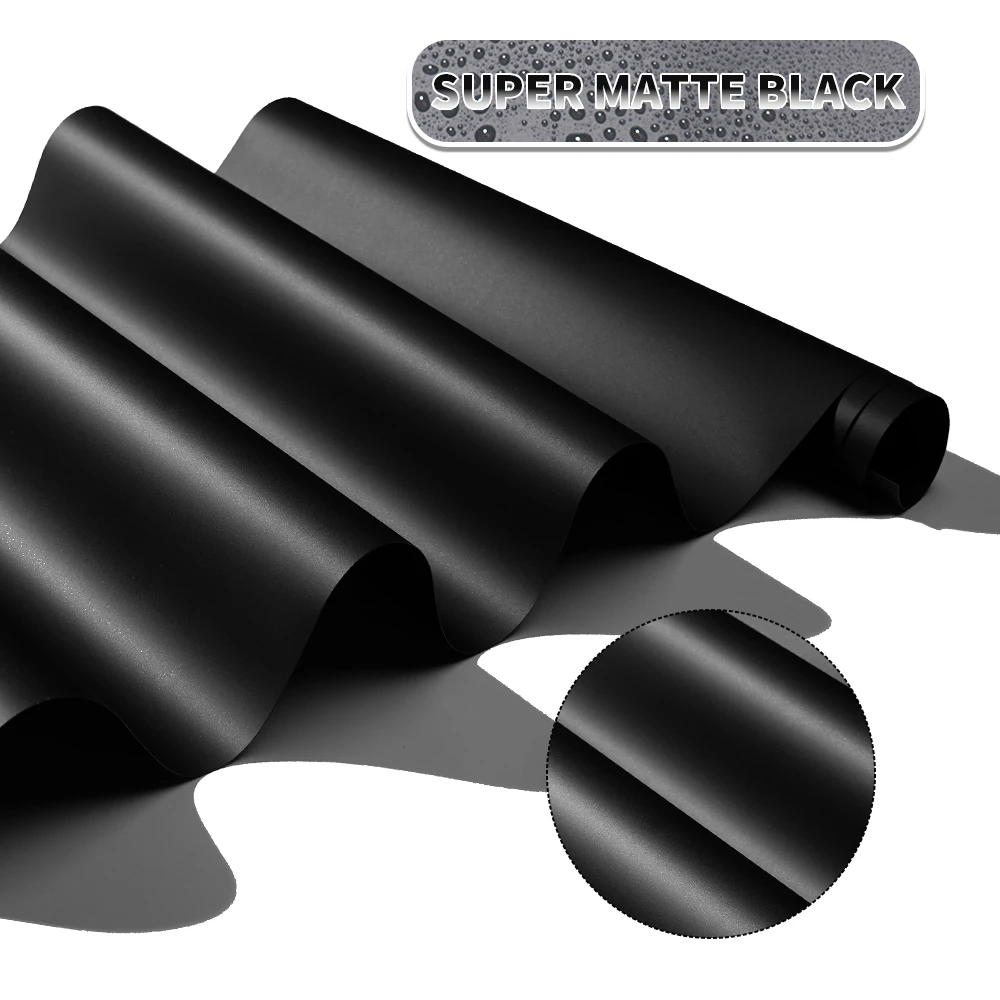 Premium PET Super Matte Black Vinyl Car DIY Sticker Satin Black Car Wrap Film Vehicle Body Sticker Decals Wrapping Bubble Free