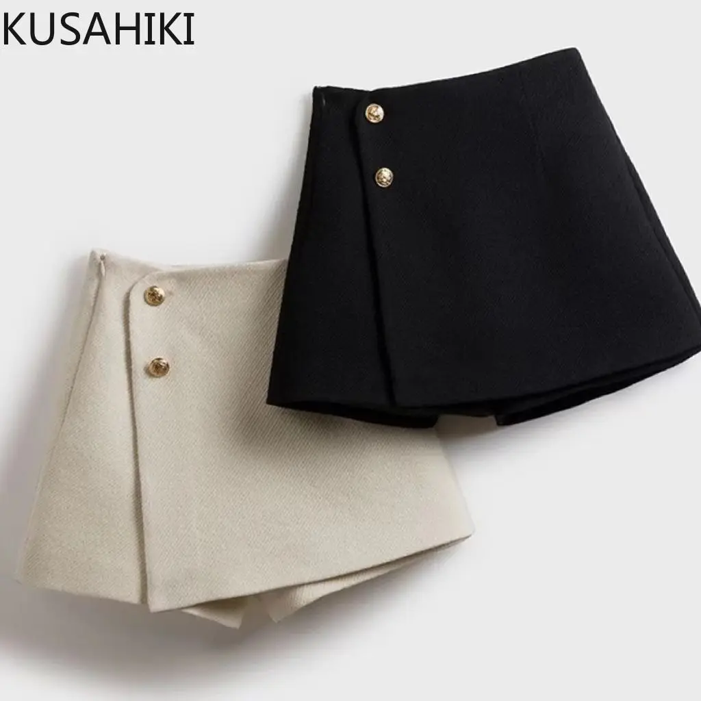 

KUSAHIKI Fashion Elegant Korean High Waisted Short Skirt Spring/summer New Style Stylish Button Design A-line Skirts for Women