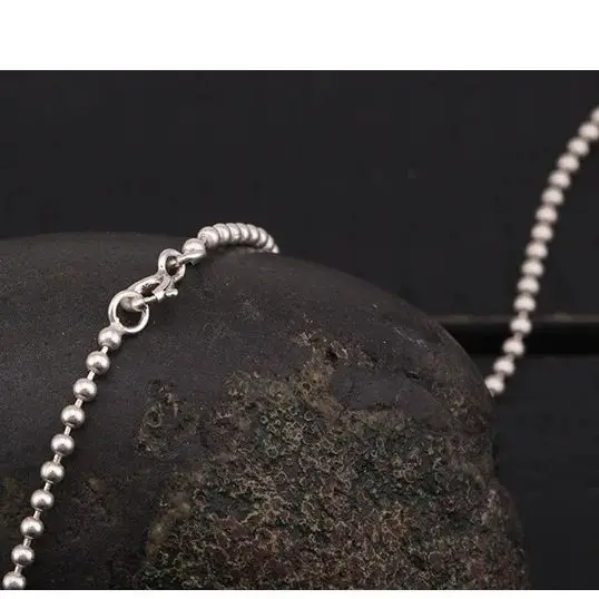 S925 Sterling Silver Necklace Sweater Chain Simple Couple Small Versatile Round Beads Long Fashion Jewelry Chain