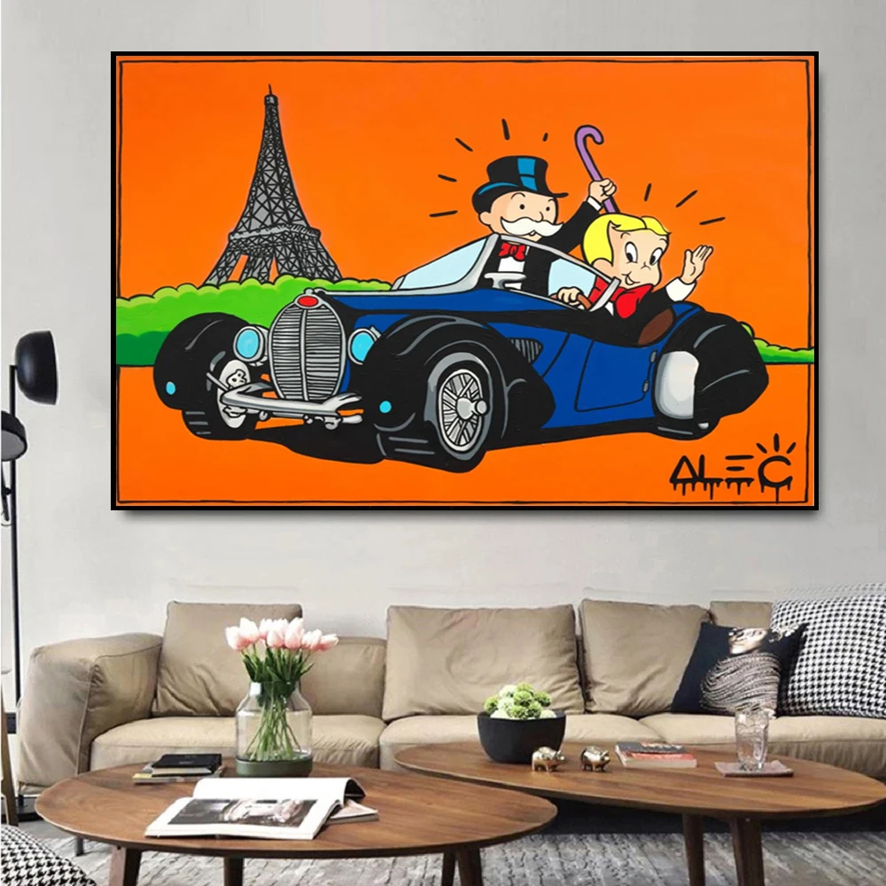 الكرتون شهم ريتش مان أليك احتكار الملصقات والمطبوعات قماش لوحات صور فنية للجدران لغرفة المعيشة ديكور لا الإطار