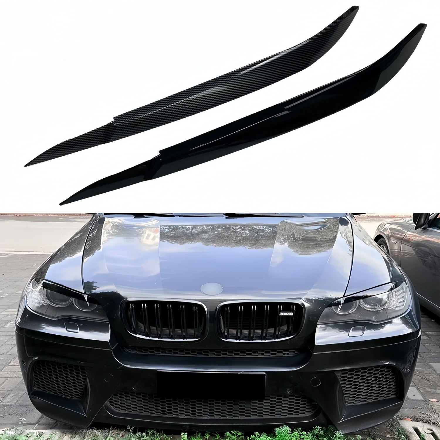 

ABS глянцевая черная фара Evil Eyebrow Eyelids для BMW E71 E72 X6 30d 35d 35i 40d M50i M50d X6M 2008-2014 3D наклейки накладки на кузов