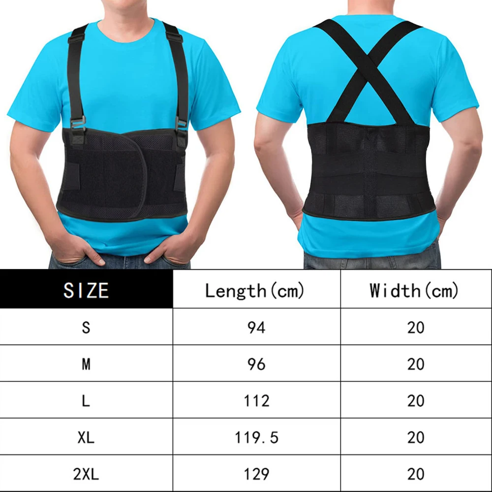 Lower Back Brace with Suspenders Back Support Belt for Men & Women Adjustable Work Back Brace for Warehouse Heavy Lifting Safety