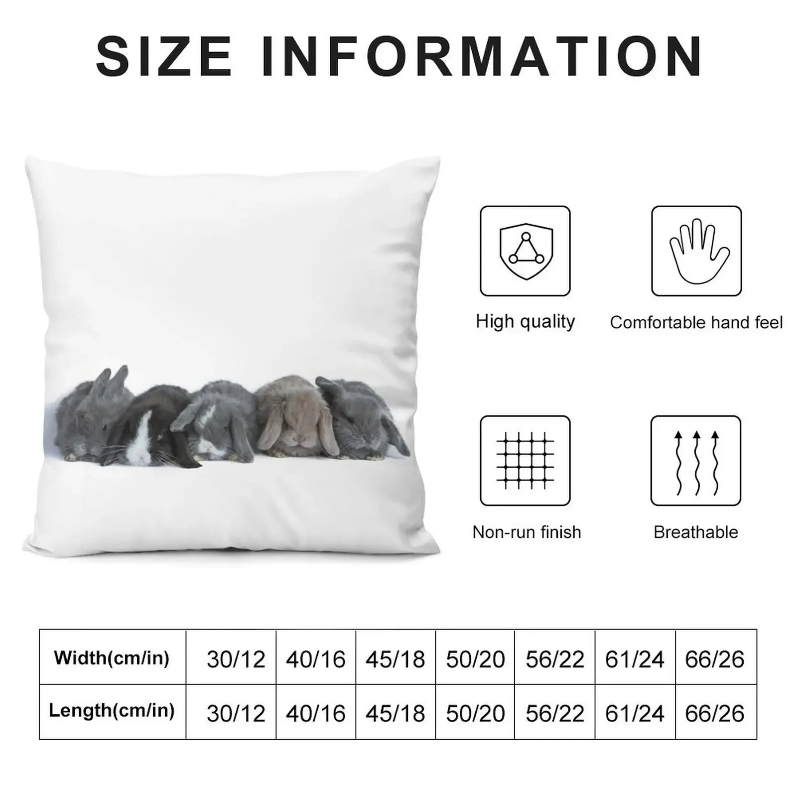 Five In A Row - Bunny Rabbits Throw Pillow Luxury Pillow Cover Marble Cushion Cover pillow