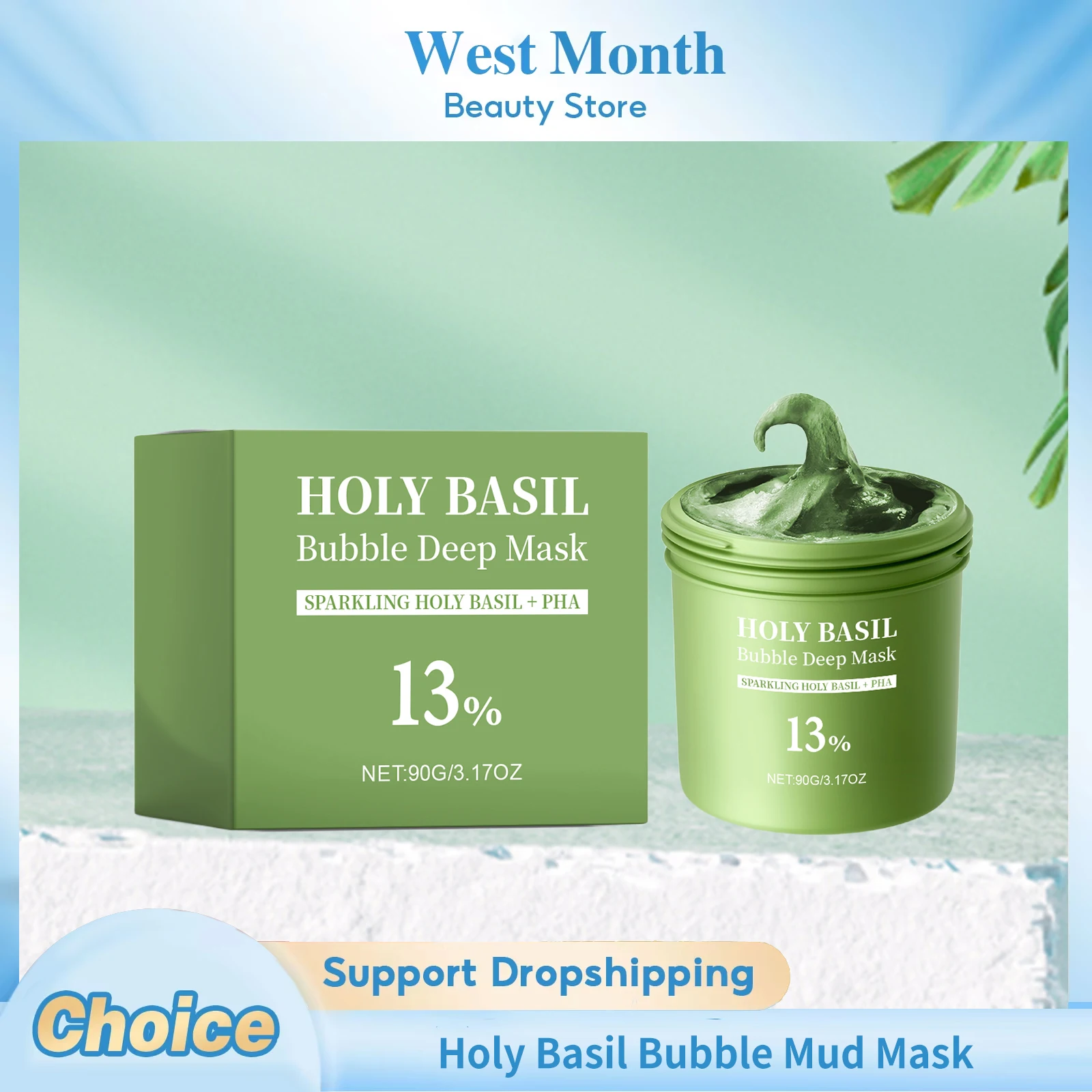

Грязевая маска Holy Basil Bubble Глубокое очищение Контроль жирности Сужение пор Осветление Увлажняющее удаление черных точек Разглаживающая маска для лица
