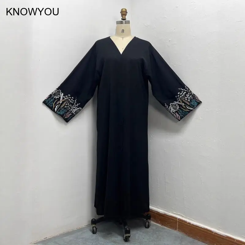 عباية إسلامية فستان مطرز سترة سوداء رداء طويل للنساء فستان حفلة إسلامية جلابية رمضان عبايات فيستدوس المغرب