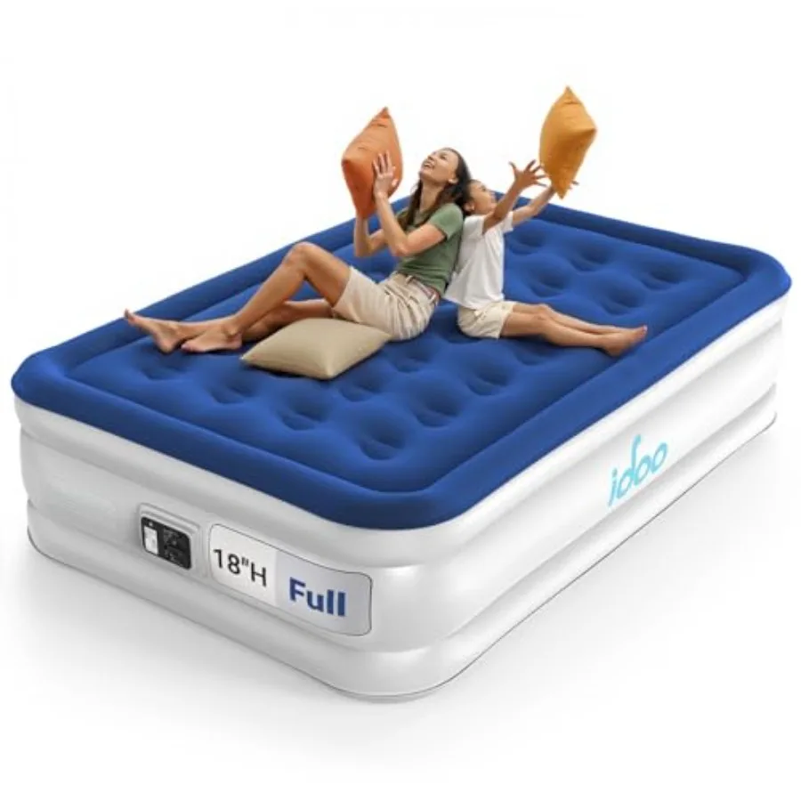 

Air Mattress Full with Built in Pump Upgraded Blow up Mattress Full Inflatable Mattress for Home Camping and Guest Bed 2-Min Po