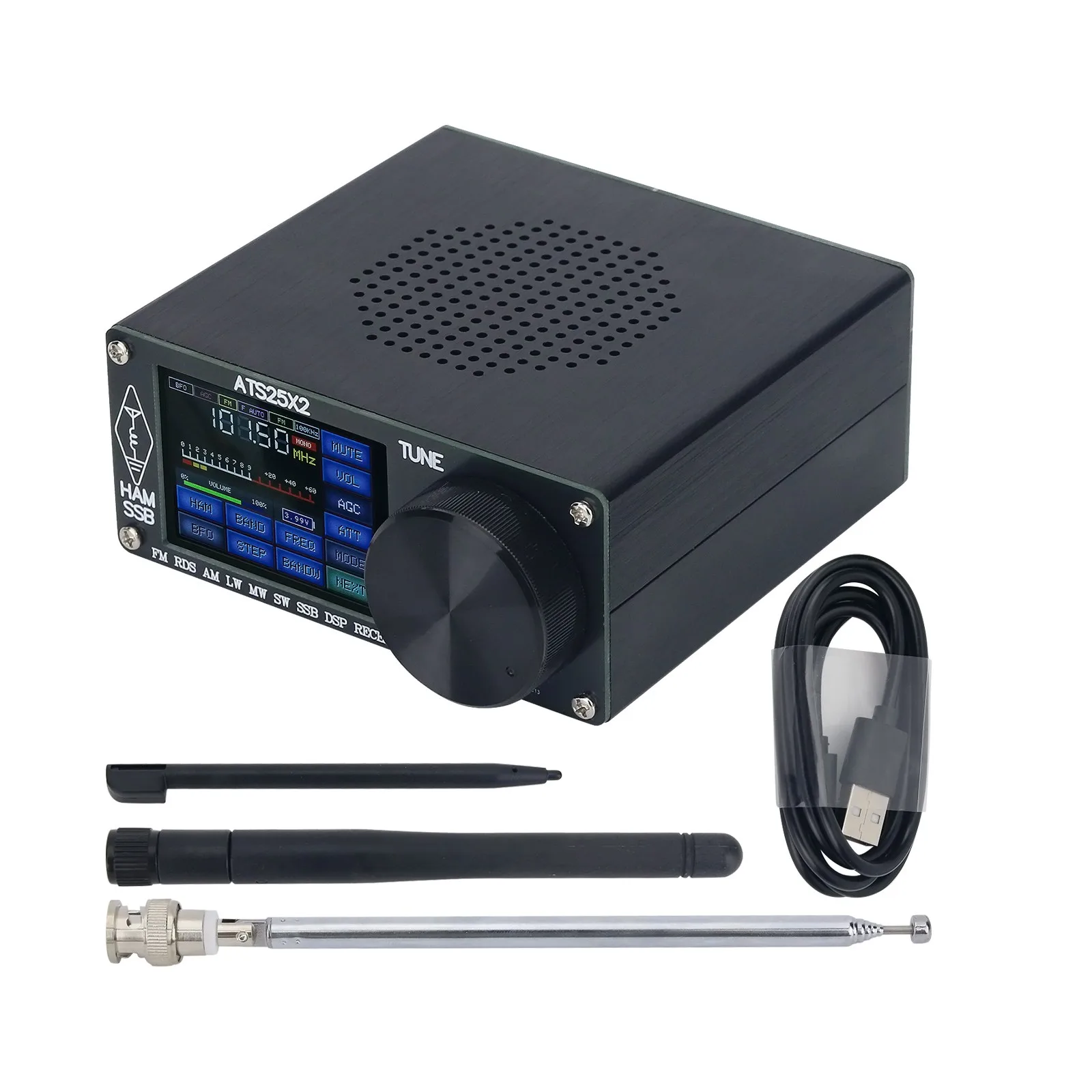 

ATS25X2 Radio Receiver FM RDS AM LW MW SW SSB DSP Receiver with WIFI Antenna 2.4" Color Touch Screen