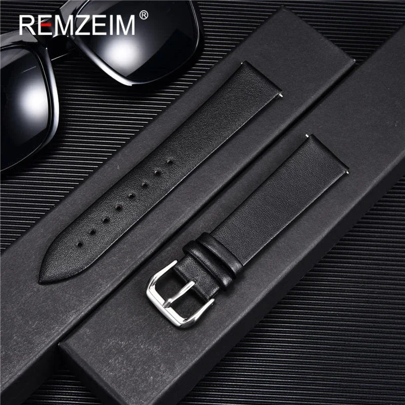 14mm 16mm 18mm 20mm 22mm Genuine Leather Thin Smooth Watch Strap Cowhide Watch Band Belt for DW Watches Galaxy Watch Gear s3