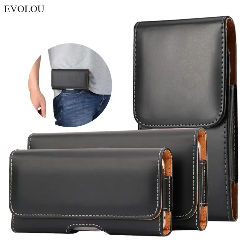 Leather phone belt case 6.5/5.8/4.7'' Waist Bag Magnetic Vertical Phone Case for iPhone 15 XS Max 8 13 Pro Pouch Cover Belt Clip