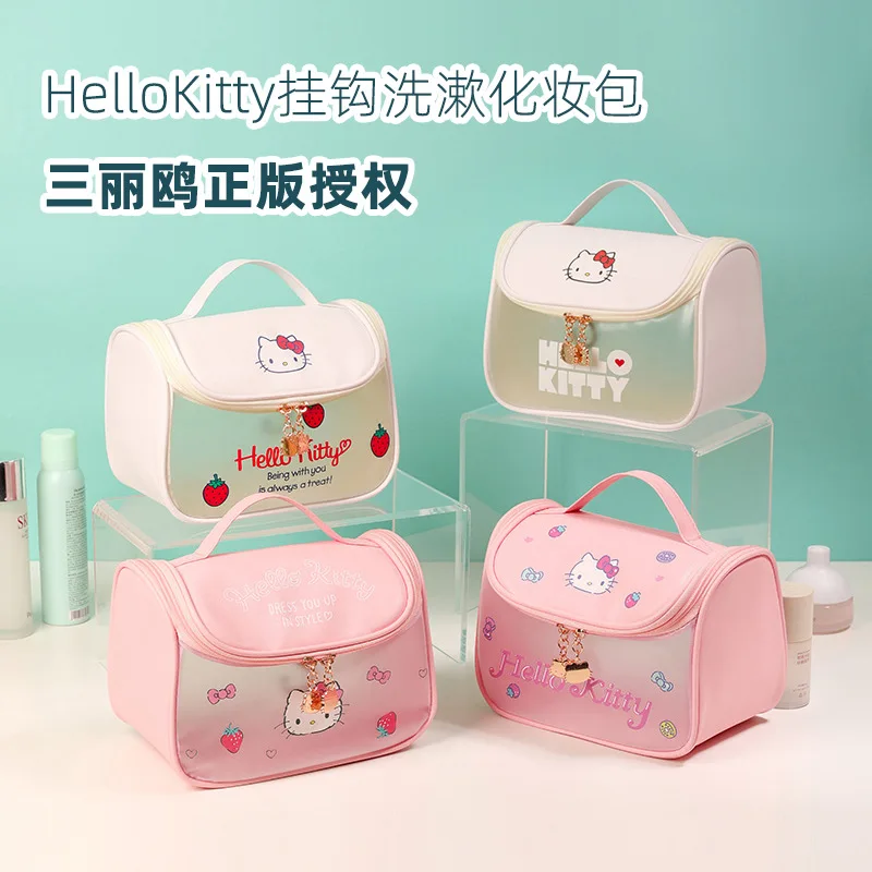 

Sanrio Hello Kitty Makeup Bag Handbag Cute Cartoon Women High-capacity Portable Fashion Toilet Storage Bag Kawaii Holiday Gifts