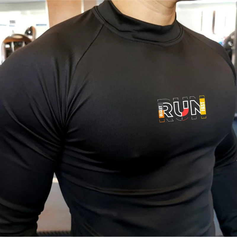 Compression Long Sleeve T Shirt Men Quick Dry Running Tops Gym Training Elastic Undershirts