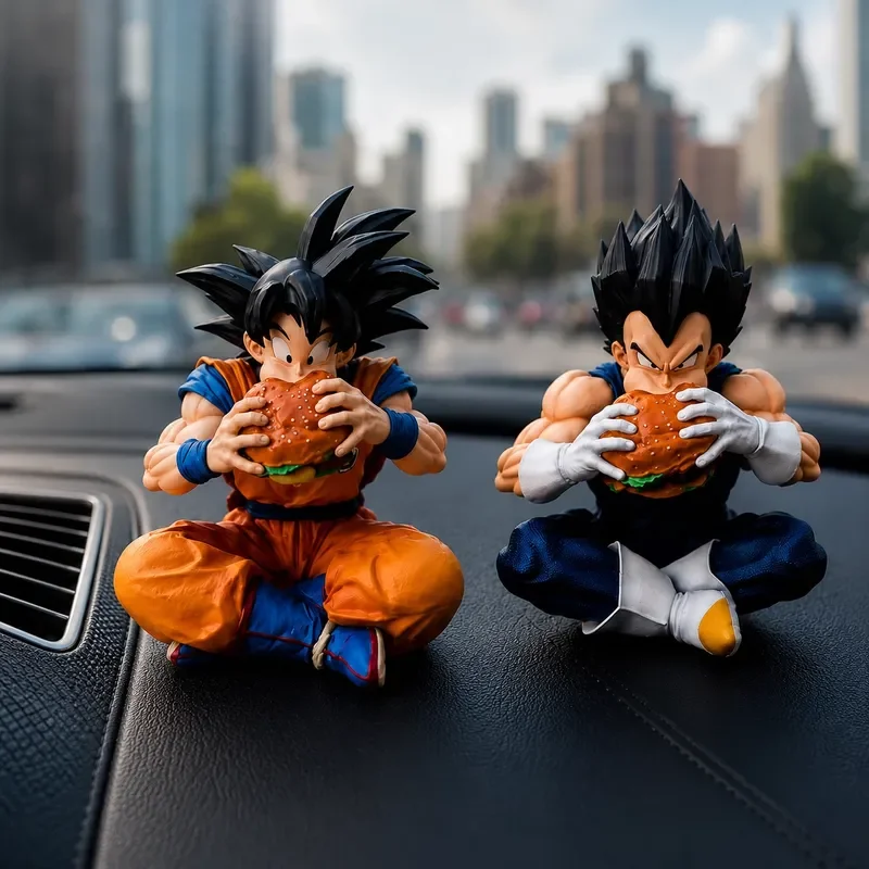 

14cm Dragon Ball Vegeta Eating Hamburger Figure Funny Sitting Pose Anime Desktop Collectible Model Toy Pvc Statue Surprise Gift