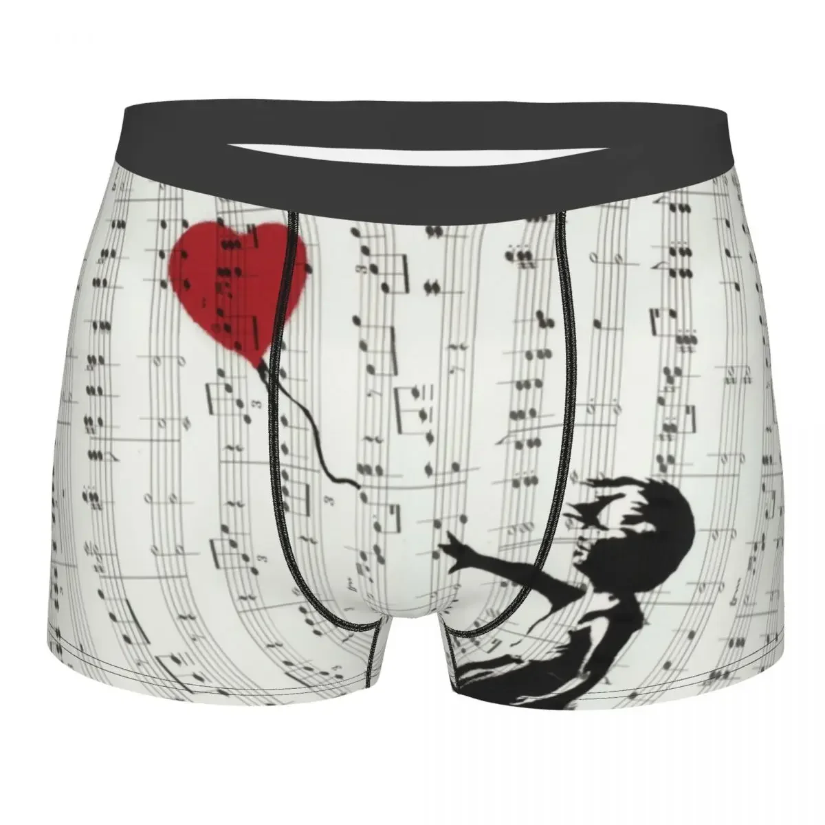 Girl Heart Balloon Boxer Shorts For Homme 3D Printed Banksy Art Graffiti Underwear Panties Briefs Soft Underpants