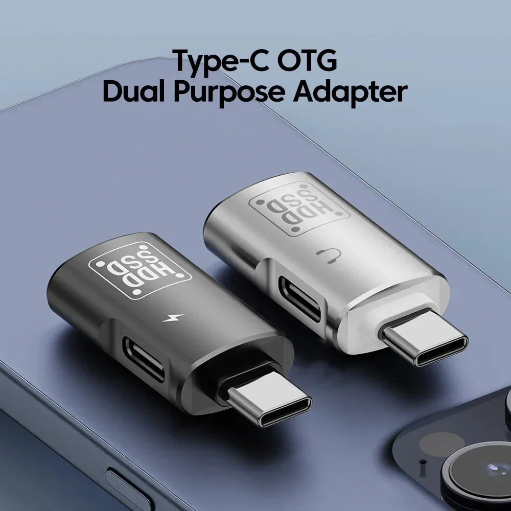 2 in 1 Type C To USB OTG Adapter For IPhone 15 Samsung Headphones USB Flash Drive Reading Fast Charging Jack Converter