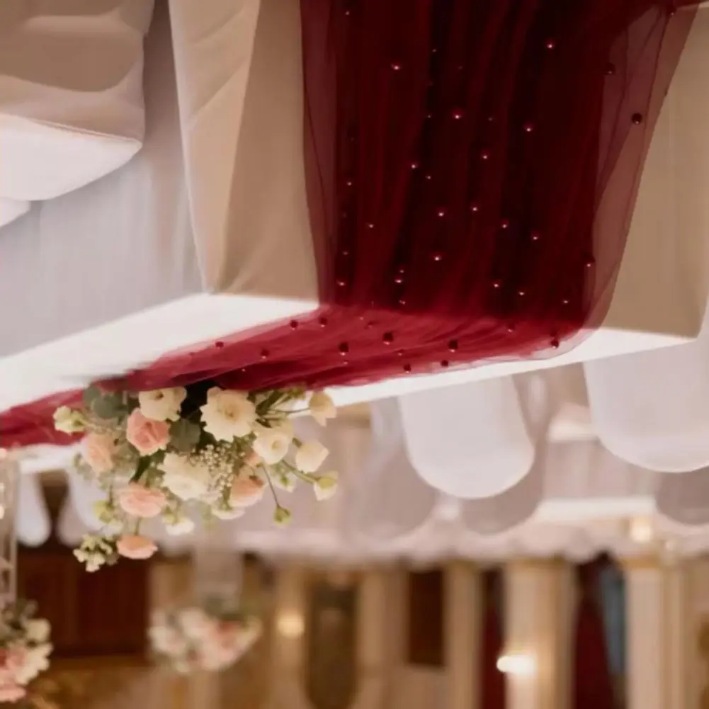 Pearl Embellished Tulle Table Runner – Elegant Wedding & Party Decor for Outdoor, Home & Festival Banquet Tables