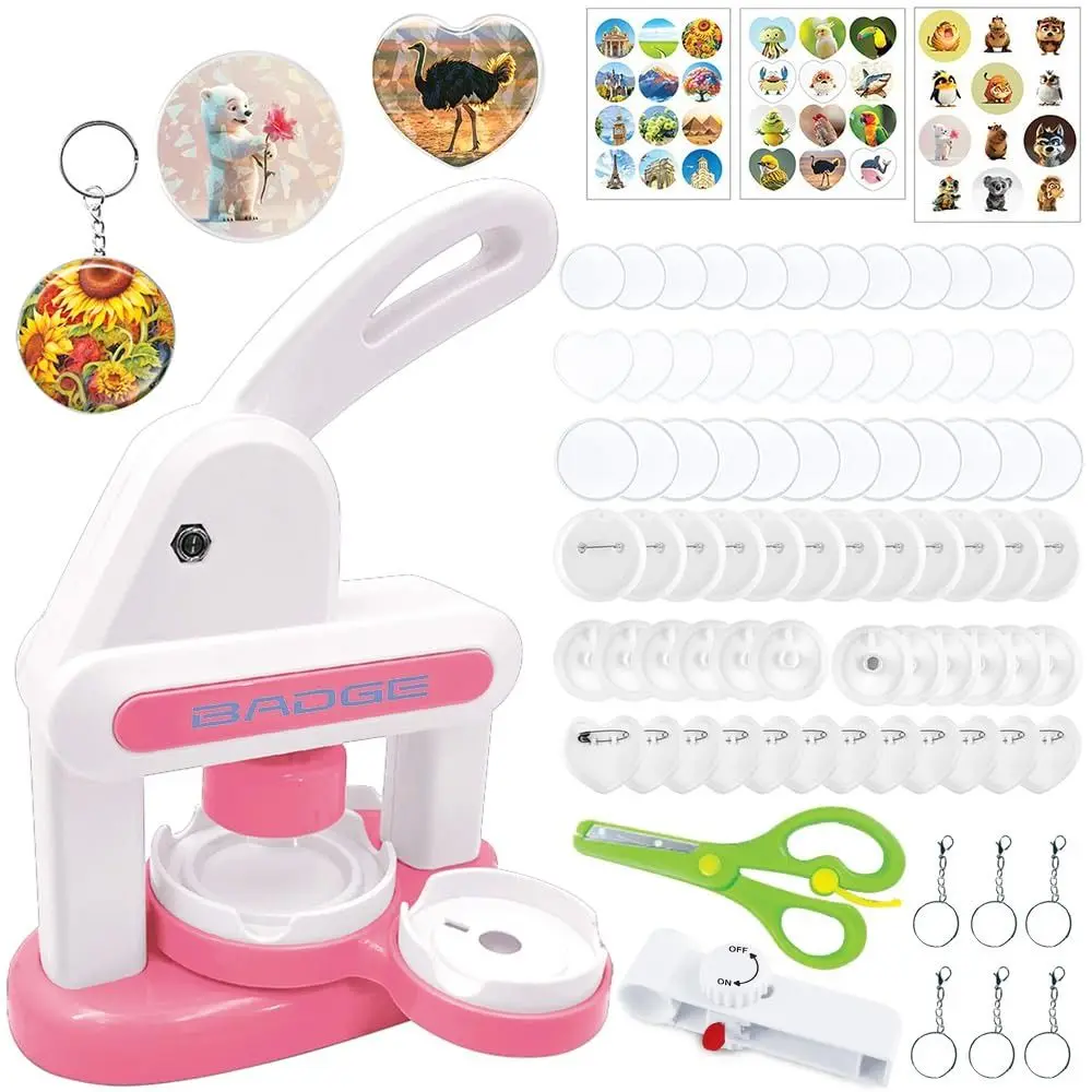 High Quality DIY Button Maker Machine Badge Punch Kit with 86 Pcs Button Parts Pin Maker Press Machine Magnet Maker Machine