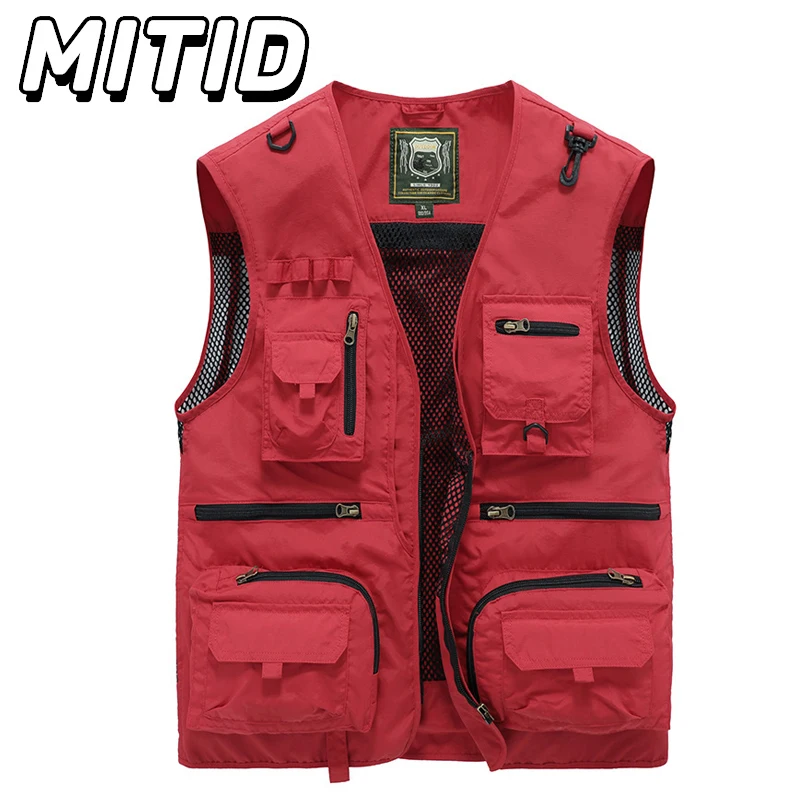 

Summer Outdoor Cargo Vest Men's Multi-pockets Thin Fishing Photography Coat Loose Convenient Jackets 5 Colors Hip Hop Cloth