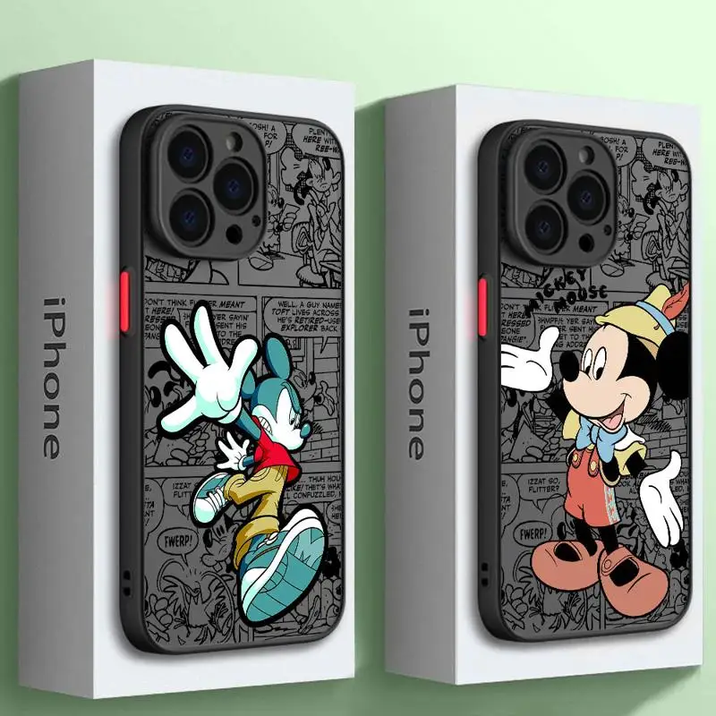 Mickey e Minnie Mouse Matte Phone Case, Capa Translúcida, Capa dos desenhos animados para iPhone 15, 14, 11 Pro Max, 13, 12 Mini, XR, X, SE, 7, 8, 6, 6S Além disso