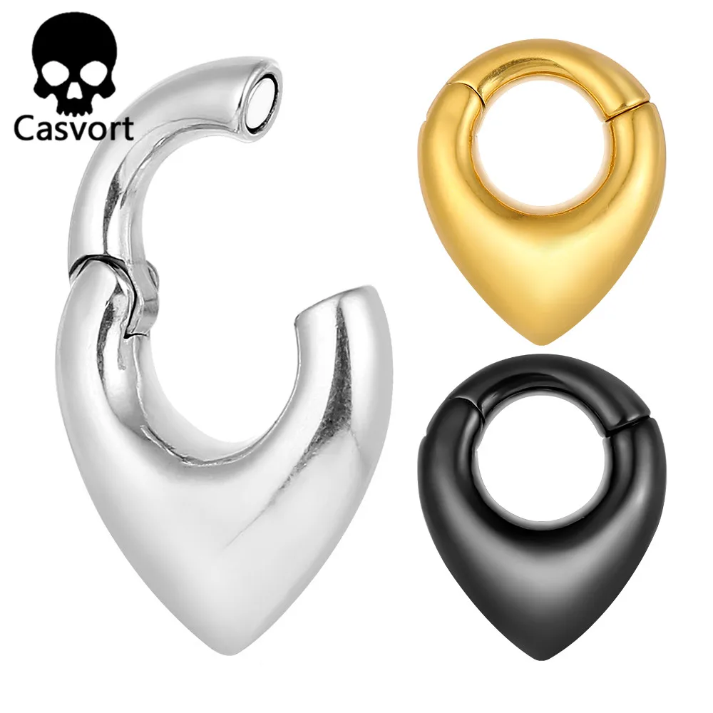 Casvort 2PCS 2g 6mm Minimalism Teardrop Ear Weights Hangers Hoop Ear Plugs 316 Stainless Steel Piercing Women Body Jewelry