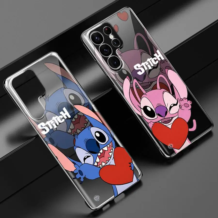 Disney Stitch Angle Lover Phone Case for Galaxy S20 S21 S23 S24 FE S22 S23 S24 Plus S22 S23 S24 Ultra